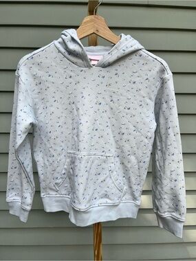 LoveShackFancy Light Blue Floral Print Girls' Hoodie Sweatshirt large new